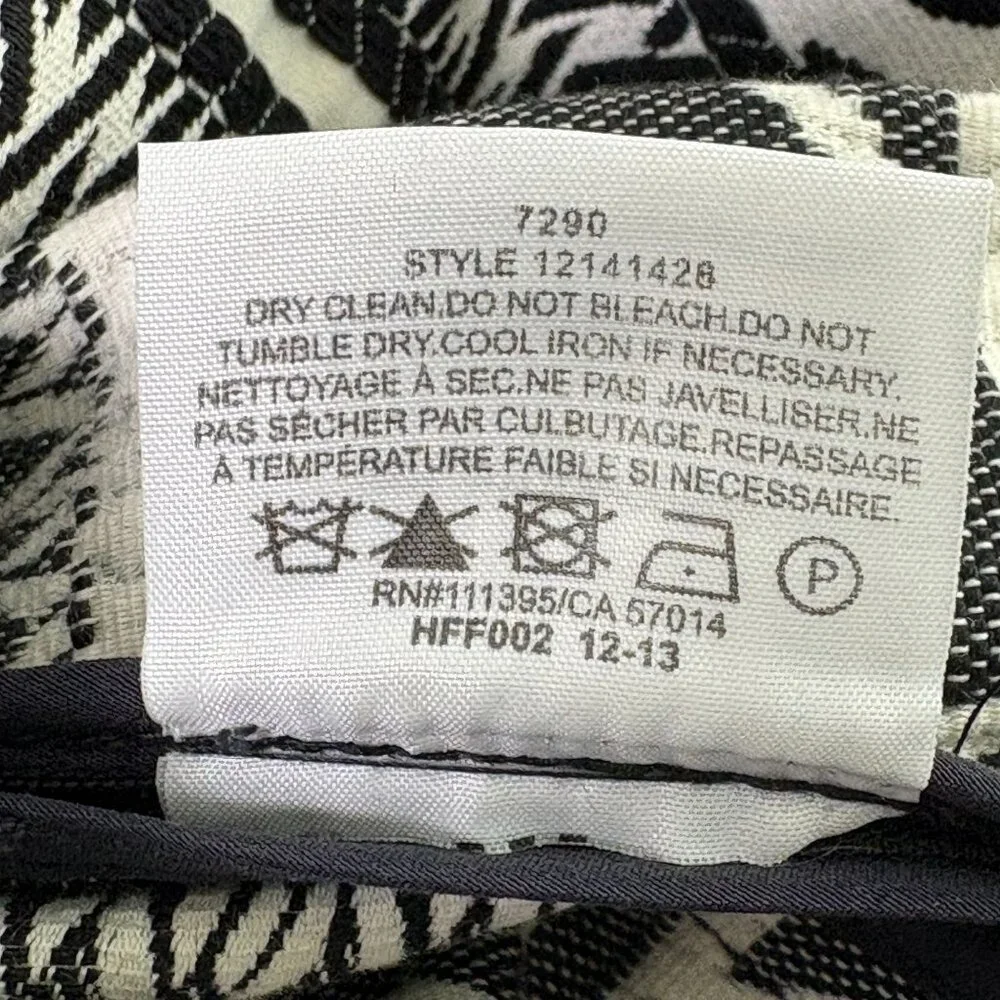 Tory Burch Laurie Embroidered Convertible Sheath‎ Dress Size 6 Black White Vines